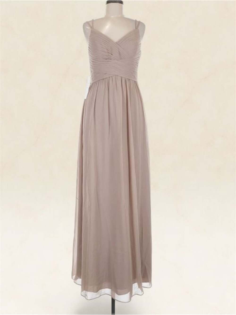 Azazie Taupe Spaghetti-Strap Maxi Dress